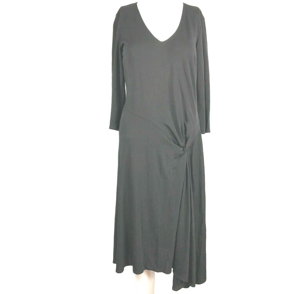 NWT Max Studio Dress Womens Sz S Black Side Twist Knot Long Sleeve A Line